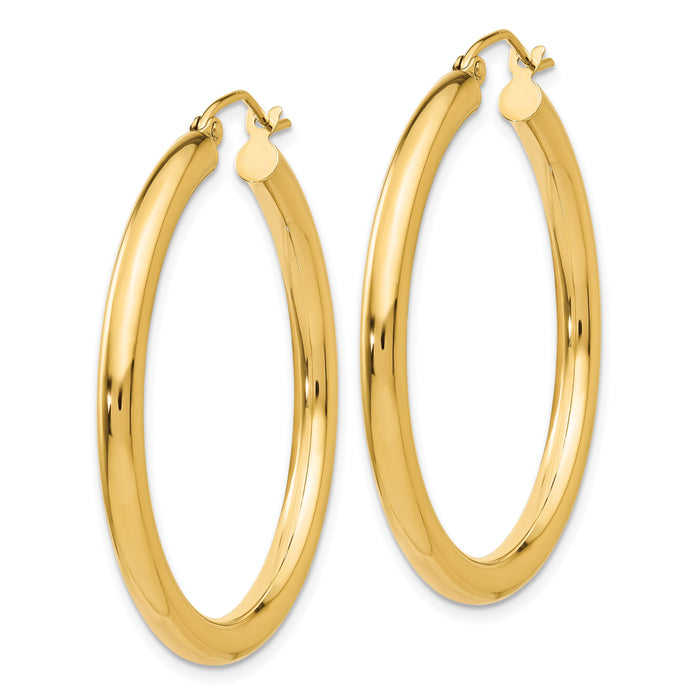 14K Polished 3mm Lightweight Tube Hoop Earrings-T935L