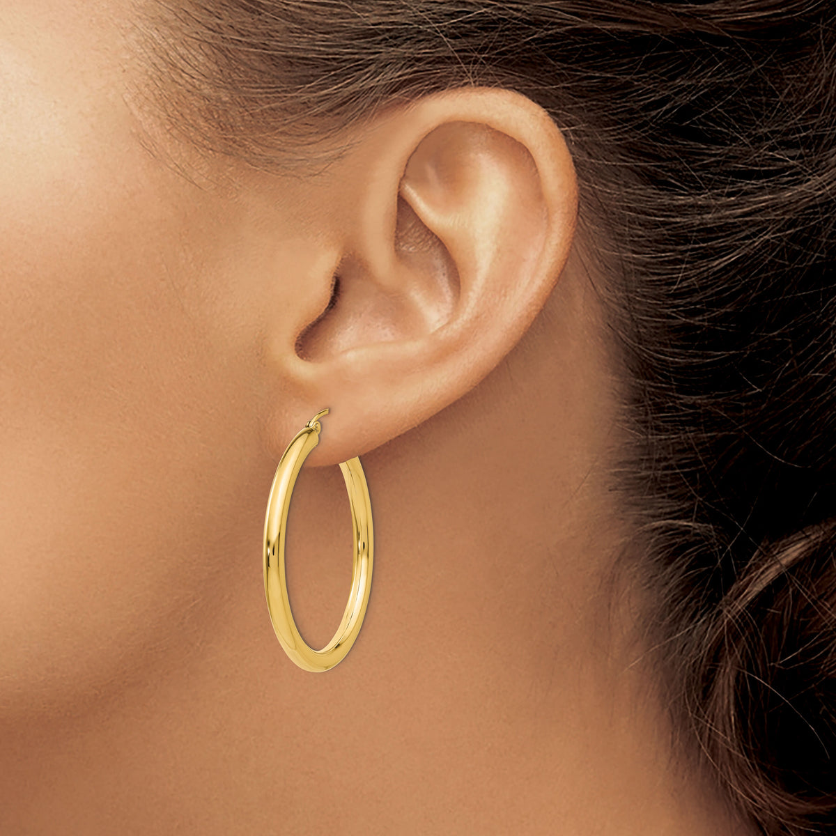 14K Polished 3mm Lightweight Tube Hoop Earrings-T935L