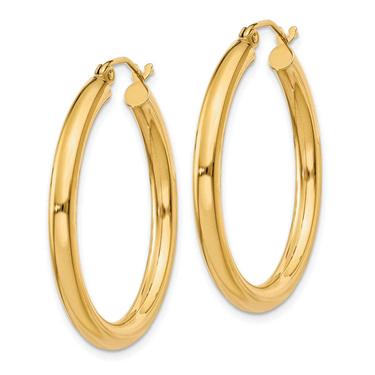 14K Polished 3mm Tube Hoop Earrings-T936