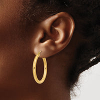 14K Polished 3mm Tube Hoop Earrings-T936
