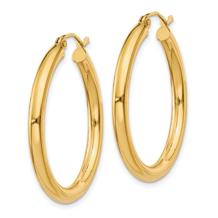 14K Polished 3mm Lightweight Tube Hoop Earrings-T936L