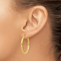 14K Polished 3mm Lightweight Tube Hoop Earrings-T936L