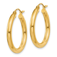 14k Polished 3mm Tube Hoop Earrings-T937