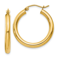 14k Polished 3mm Tube Hoop Earrings-T937