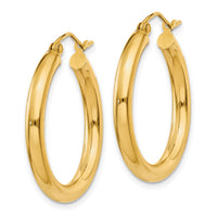 14k Polished 3mm Lightweight Tube Hoop Earrings-T937L