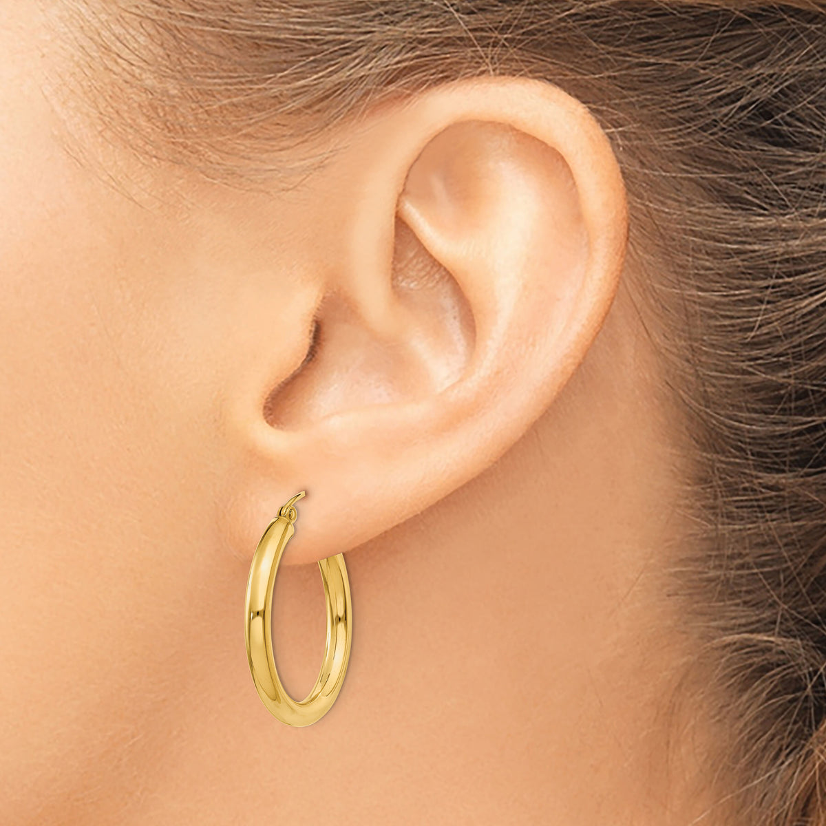 14k Polished 3mm Lightweight Tube Hoop Earrings-T937L