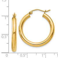 14k Polished 3mm Lightweight Tube Hoop Earrings-T937L