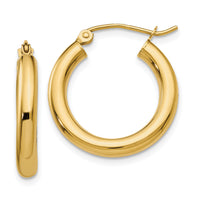 14k Polished 3mm Tube Hoop Earrings-T938