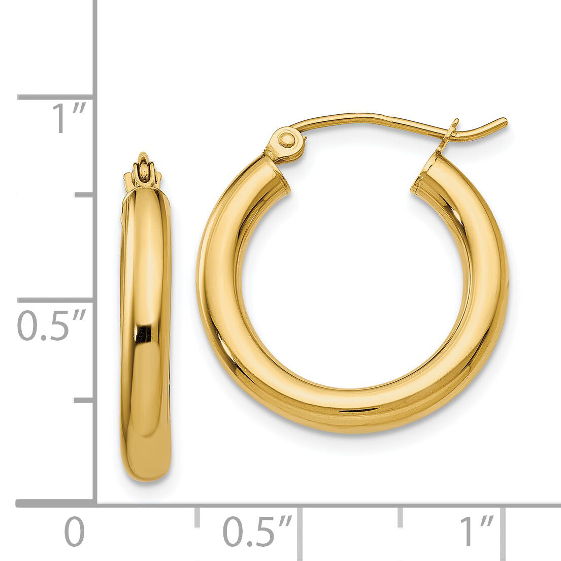 14k Polished 3mm Lightweight Tube Hoop Earrings-T938L