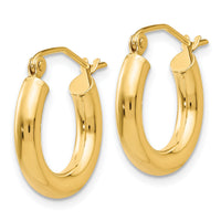 14K Polished 3mm Tube Hoop Earrings-T939