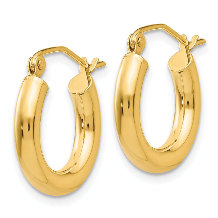 14k Polished 3mm Lightweight Tube Hoop Earrings-T939L