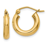 14K Polished 3mm Tube Hoop Earrings-T940