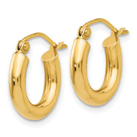 14k Polished 3mm Lightweight Tube Hoop Earrings-T940L