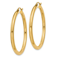 14K Polished 3mm Tube Hoop Earrings-T941