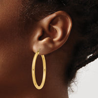 14K Polished 3mm Lightweight Tube Hoop Earrings-T941L