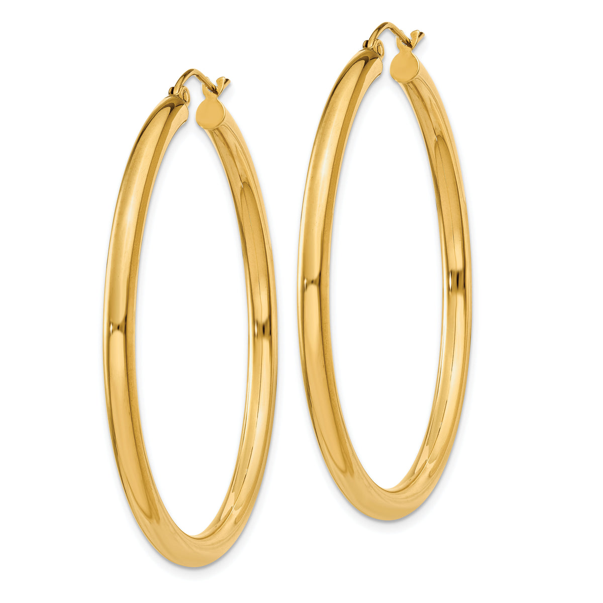14K Polished 3mm Tube Hoop Earrings-T942