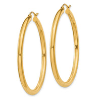 14K Polished 3mm Tube Hoop Earrings-T942
