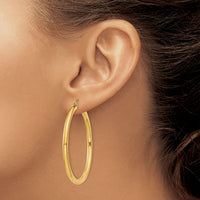 14K Polished 3mm Lightweight Tube Hoop Earrings-T942L
