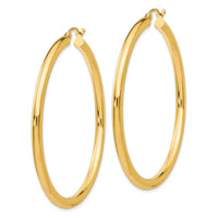 14K Polished 3mm Lightweight Tube Hoop Earrings-T943L