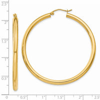 14K Polished 3mm Lightweight Tube Hoop Earrings-T943L