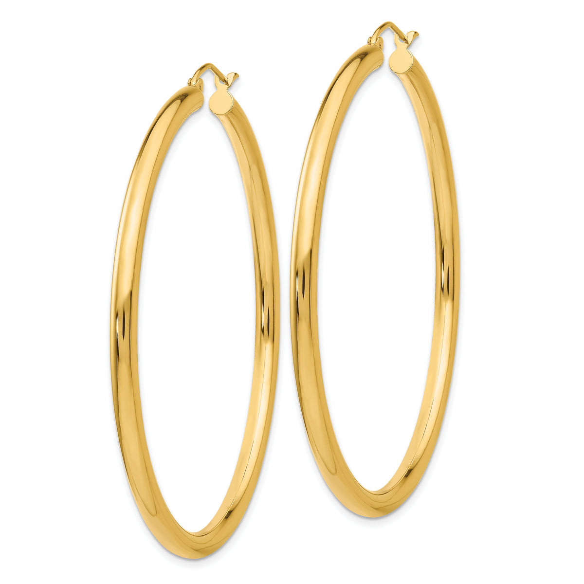 14K Polished 3mm Tube Hoop Earrings-T944