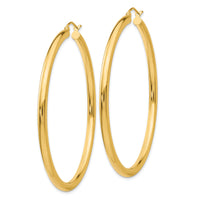 14K Polished 3mm Tube Hoop Earrings-T944