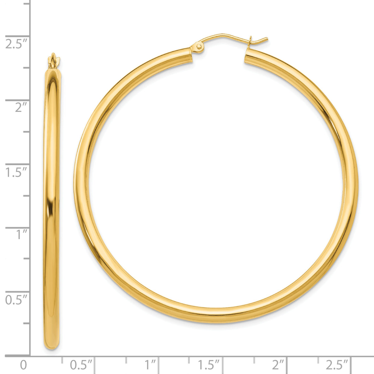 14K Polished 3mm Tube Hoop Earrings-T944