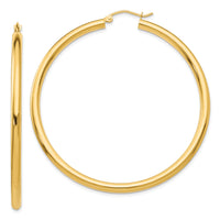 14K Polished 3mm Tube Hoop Earrings-T944