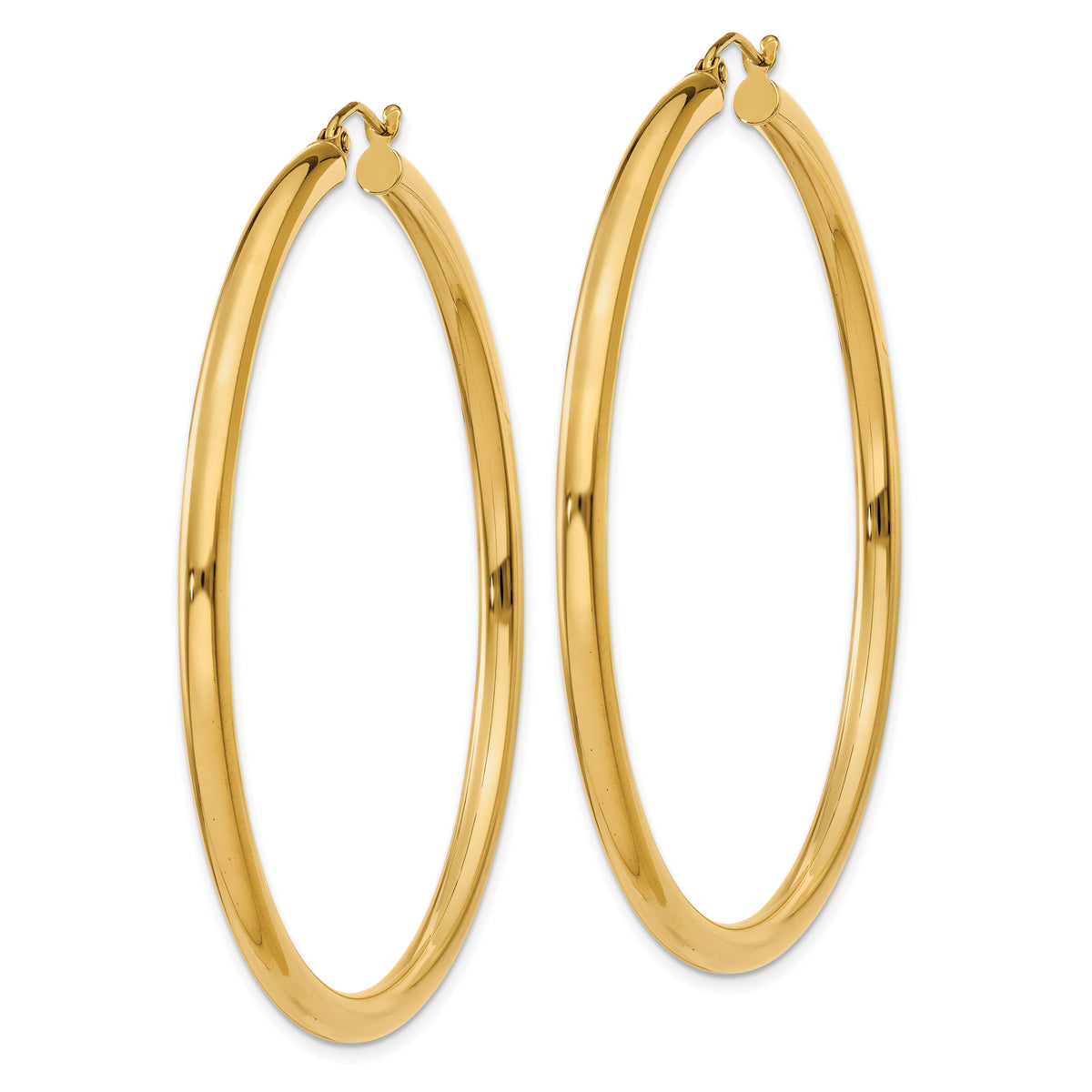 14K Polished 3mm Lightweight Tube Hoop Earrings-T944L