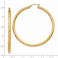 14K Polished 3mm Lightweight Tube Hoop Earrings-T944L