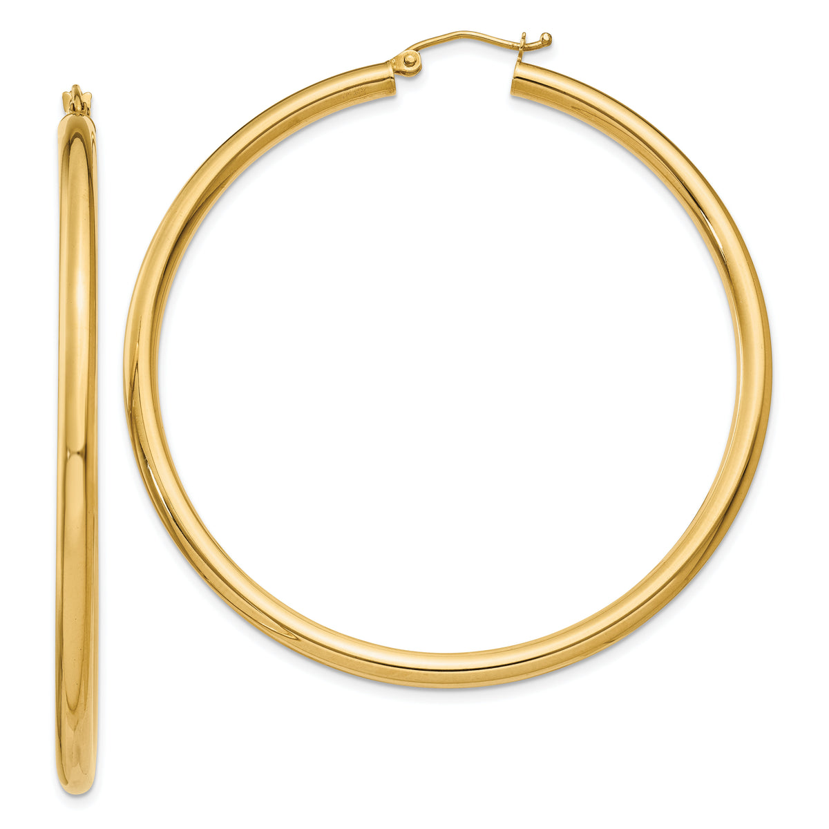14K Polished 3mm Lightweight Tube Hoop Earrings-T944L