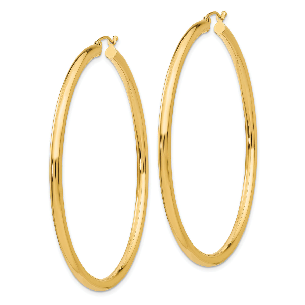 14K Polished 3mm Tube Hoop Earrings-T945