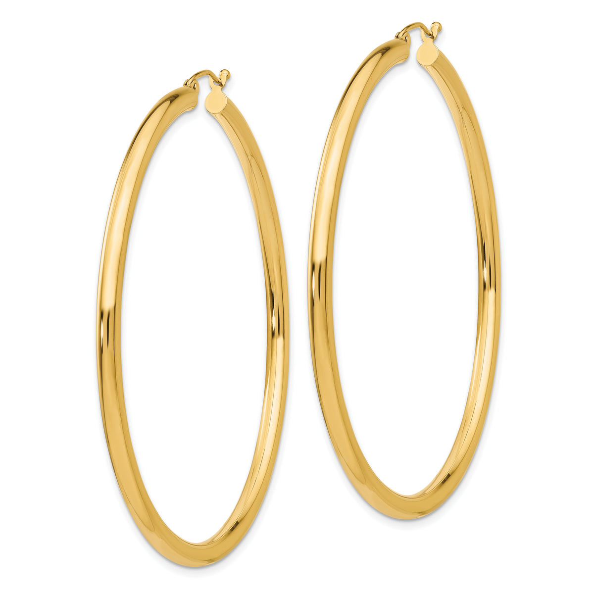 14K Polished 3mm Lightweight Tube Hoop Earrings-T945L
