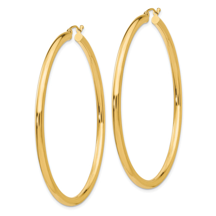 14K Polished 3mm Lightweight Tube Hoop Earrings-T945L