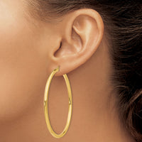 14K Polished 3mm Lightweight Tube Hoop Earrings-T945L