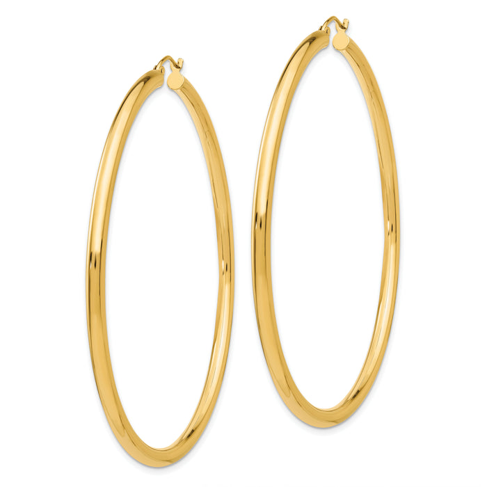 14K Polished 3mm Lightweight Tube Hoop Earrings-T946L