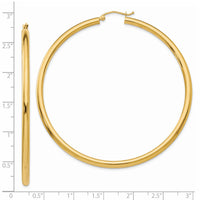 14K Polished 3mm Lightweight Tube Hoop Earrings-T946L
