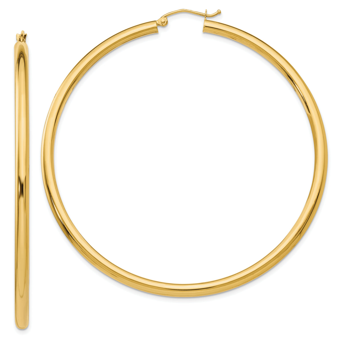 14K Polished 3mm Lightweight Tube Hoop Earrings-T946L