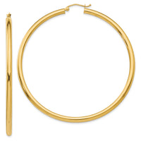 14K Polished 3mm Lightweight Tube Hoop Earrings-T946L
