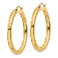 14K Polished 4mm Tube Hoop Earrings-T947