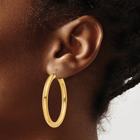 14K Polished 4mm Tube Hoop Earrings-T947
