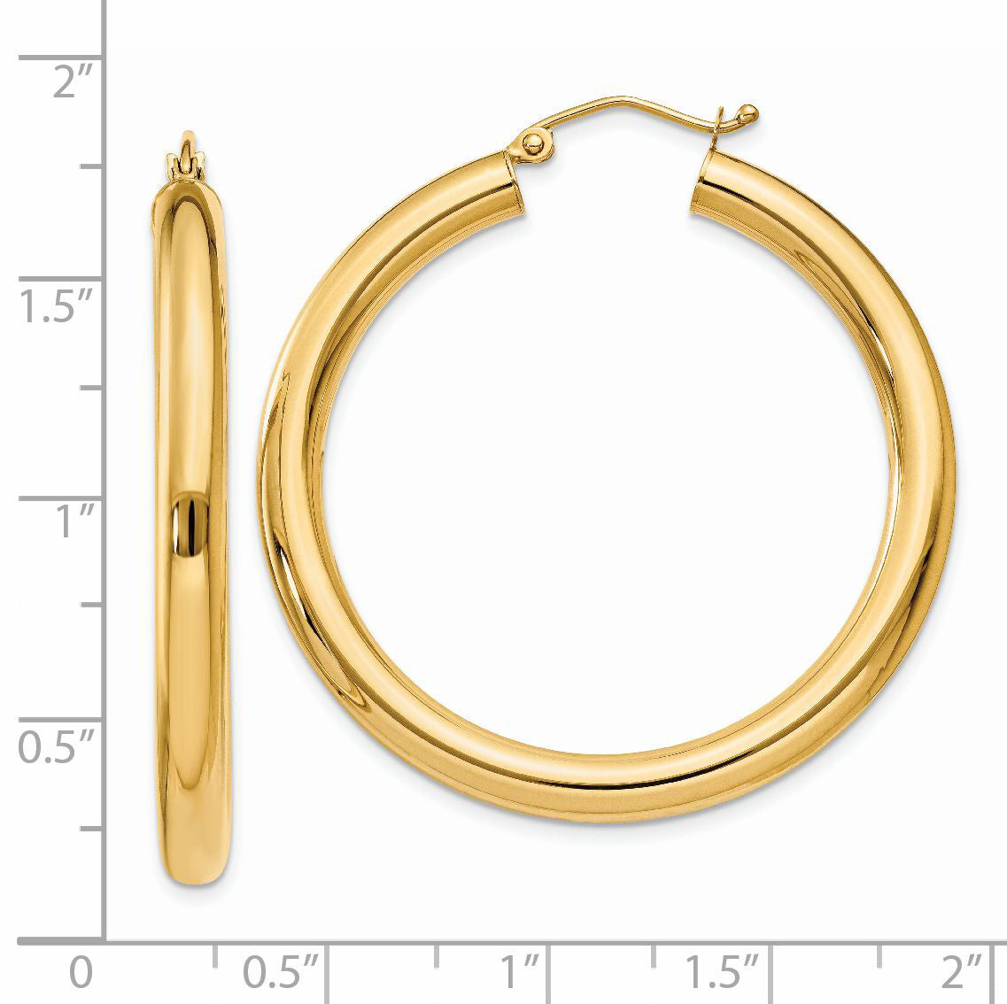14K Polished 4mm Tube Hoop Earrings-T947