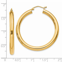 14K Polished 4mm Lightweight Tube Hoop Earrings-T947L