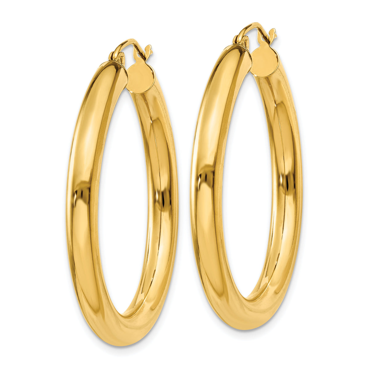 14K Polished 4mm Tube Hoop Earrings-T948