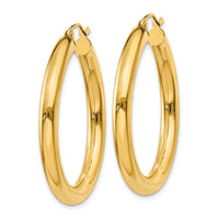 14K Polished 4mm Tube Hoop Earrings-T948