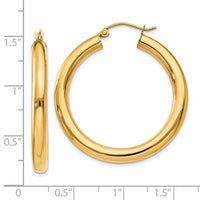 14K Polished 4mm Tube Hoop Earrings-T948
