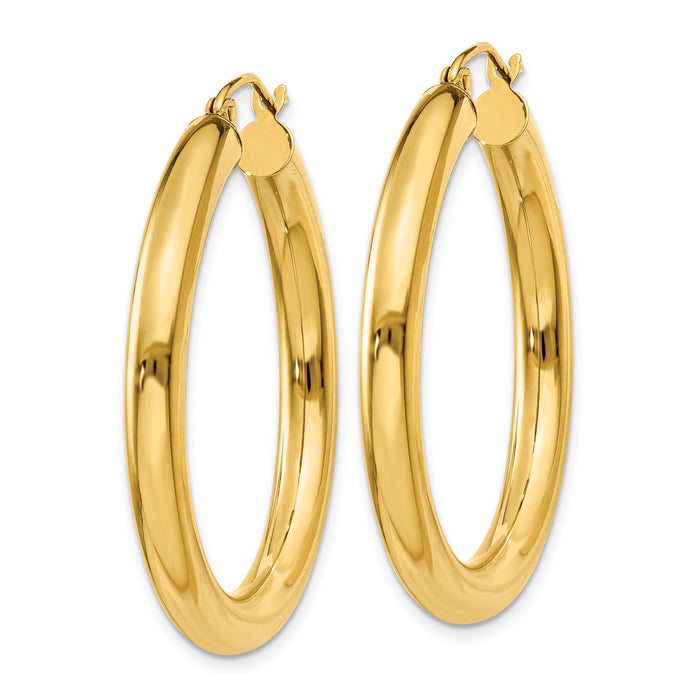 14k Polished 4mm Lightweight Tube Hoop Earrings-T948L