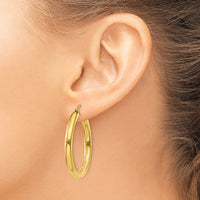 14k Polished 4mm Lightweight Tube Hoop Earrings-T948L
