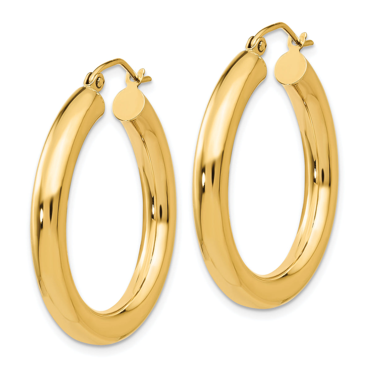 14k Polished 4mm Tube Hoop Earrings-T949