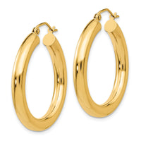 14k Polished 4mm Tube Hoop Earrings-T949